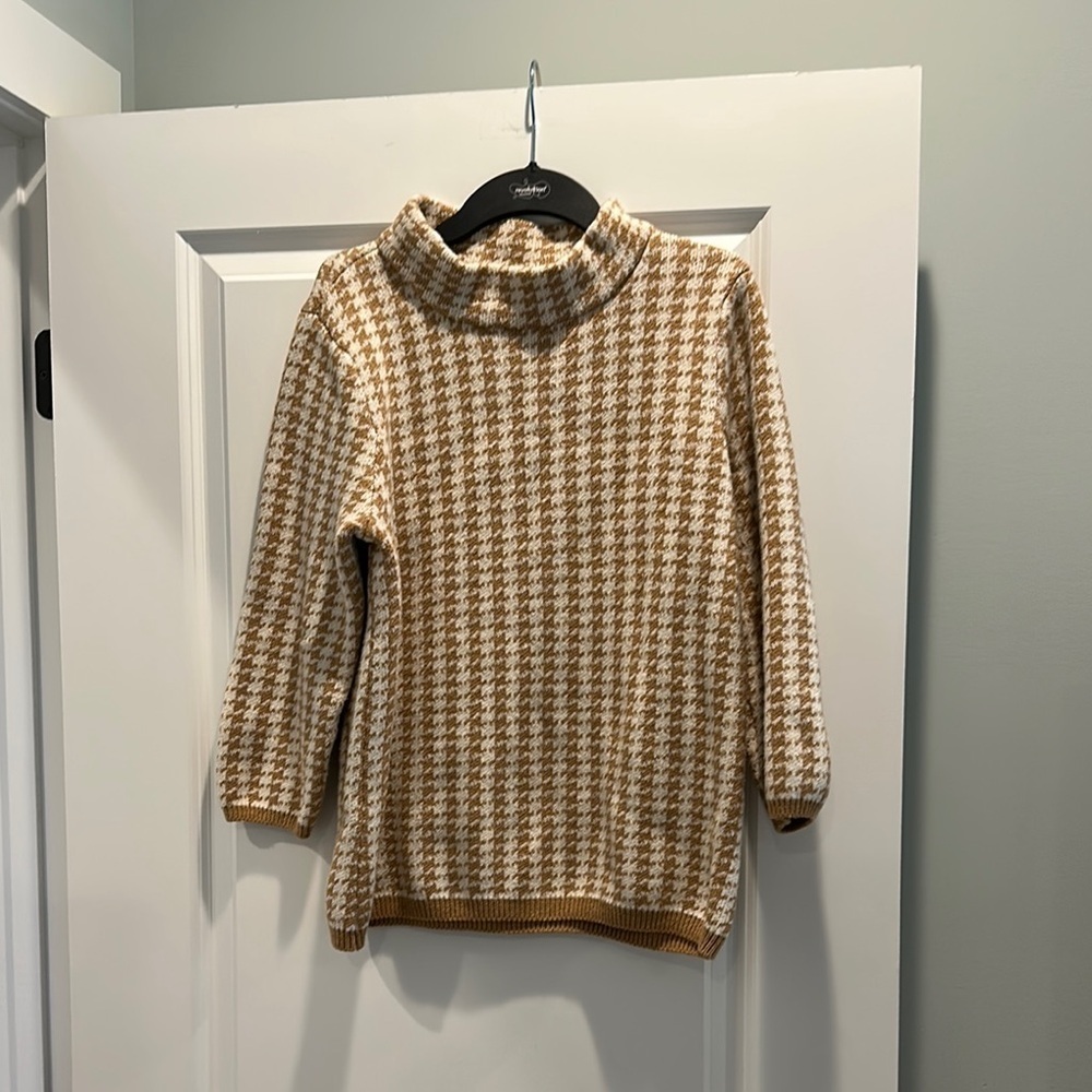 Appleseed's Tan and Cream Grandpa Cowl Neck Sweater